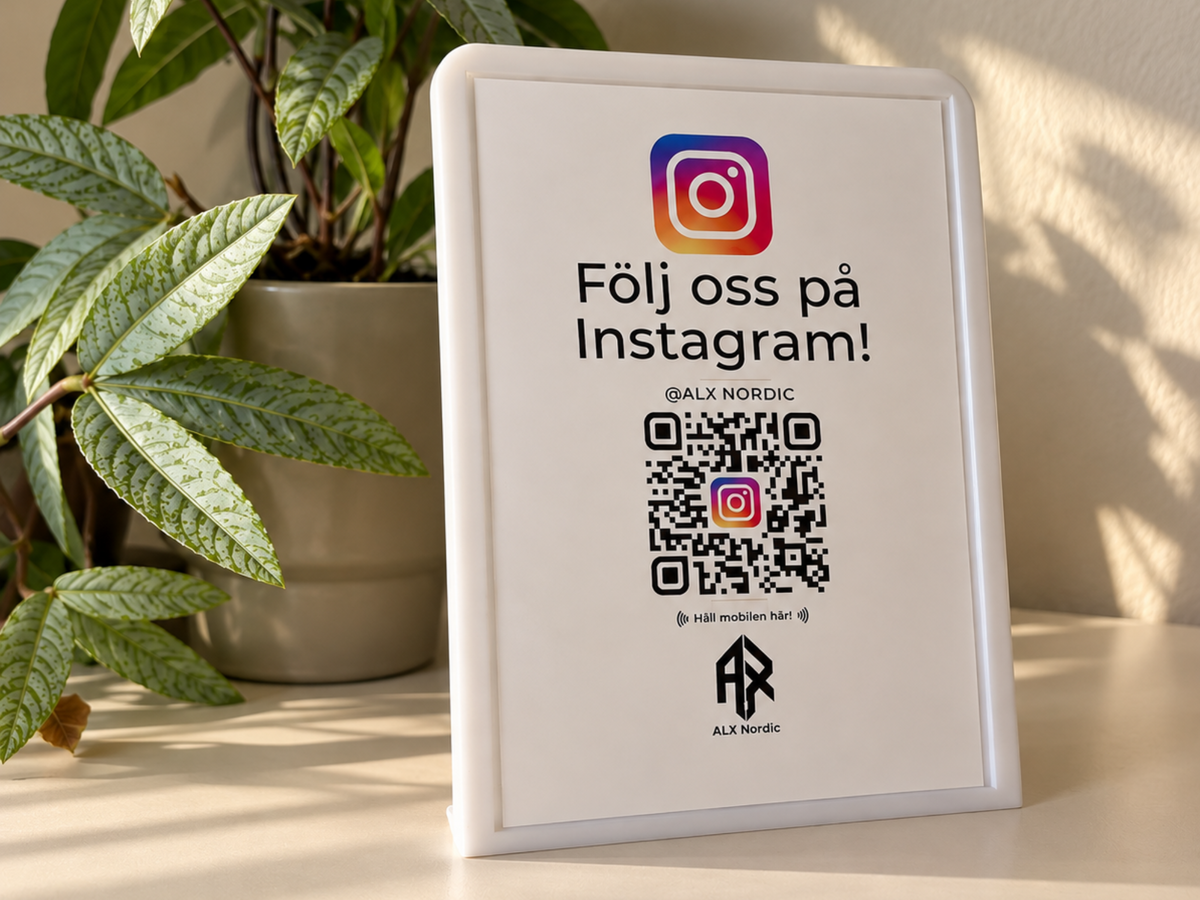Instagram skylt (QR och NFC)